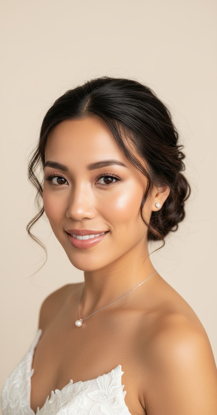 After Low Curly Bun Wedding Hair